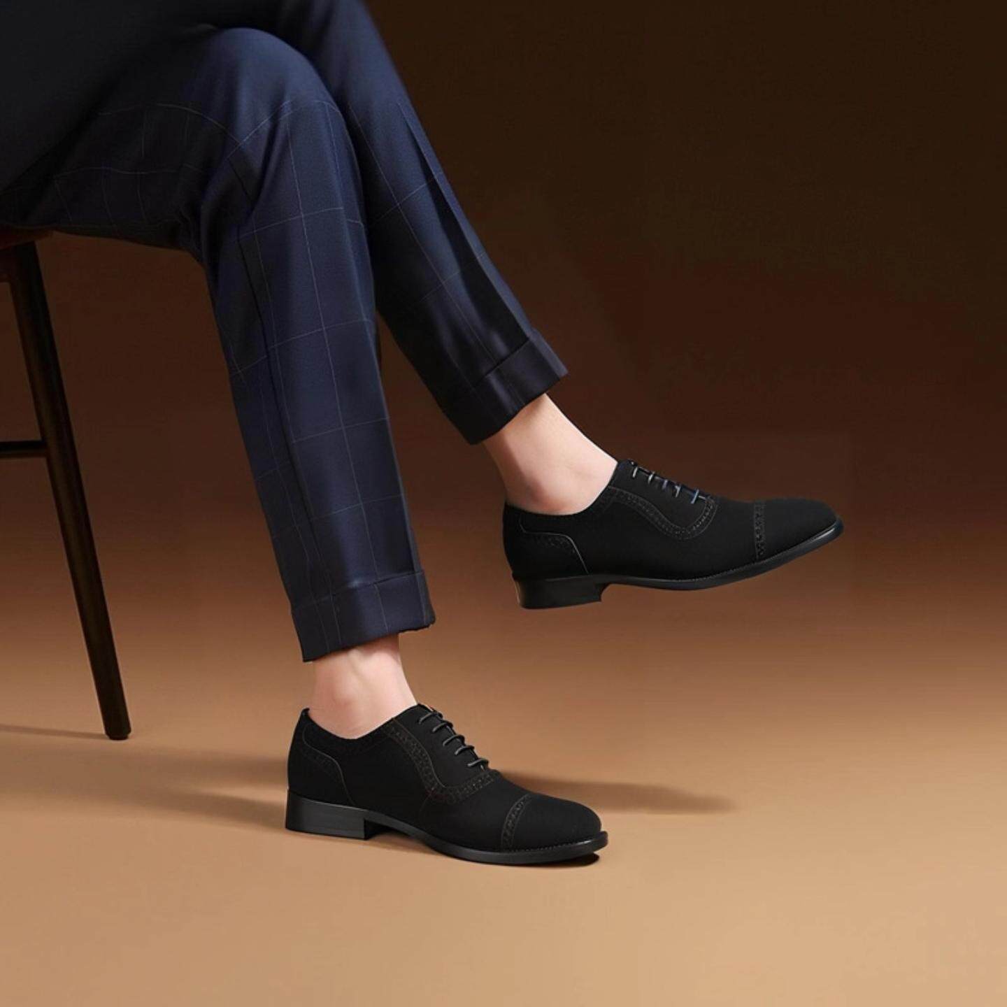 普洛克正品男鞋 磨砂皮鞋尖头真皮反绒商务休闲皮鞋翻毛皮雕花鞋