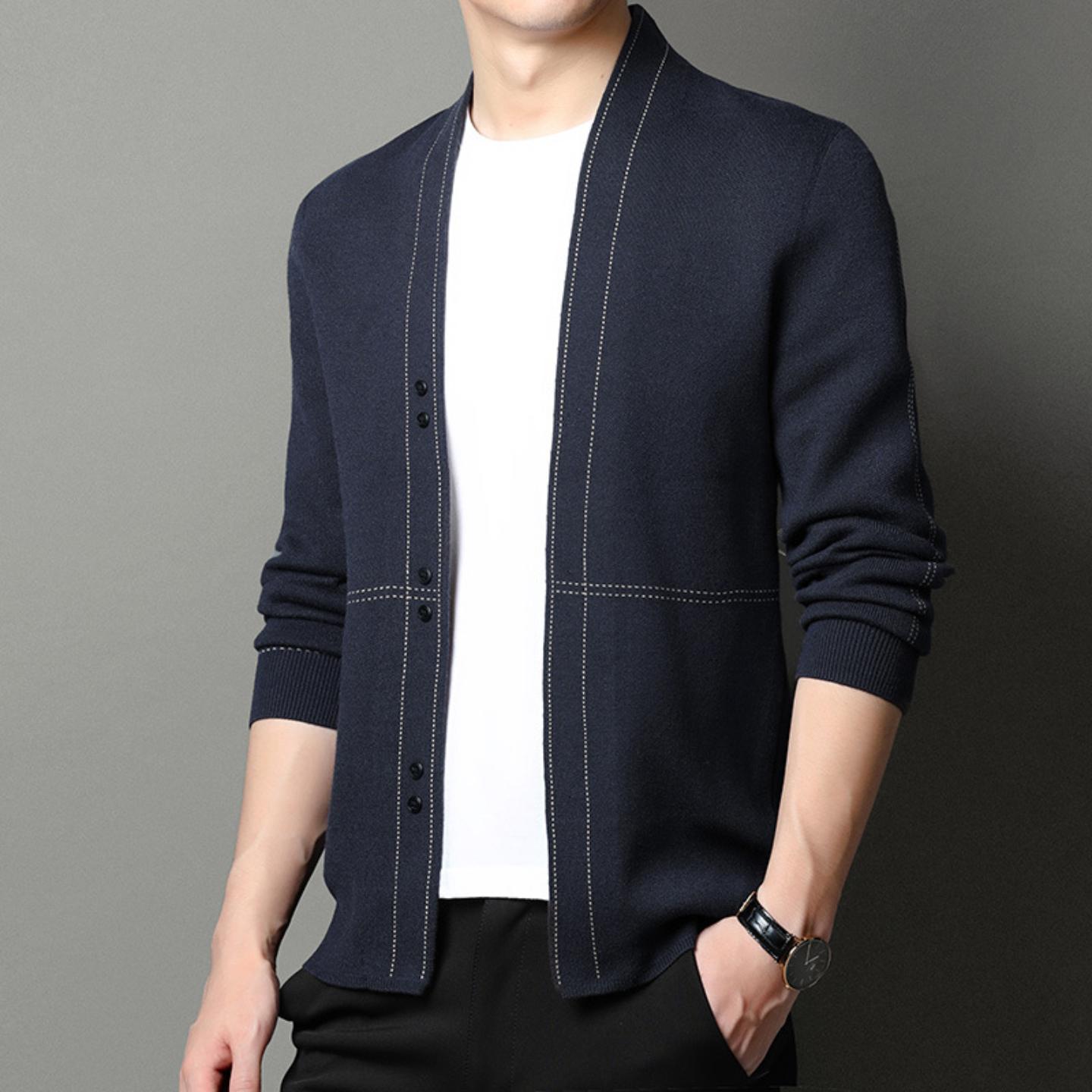 普洛克正品 长袖毛衣针织衫加厚混纺羊毛开衫秋衣时尚修身V领外套