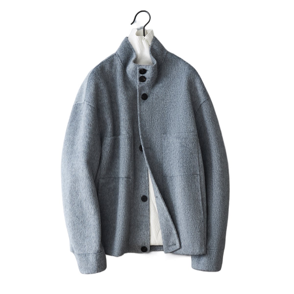 普洛克正品 羊毛工装休闲青年宽松毛呢大衣夹克翻领上衣外套