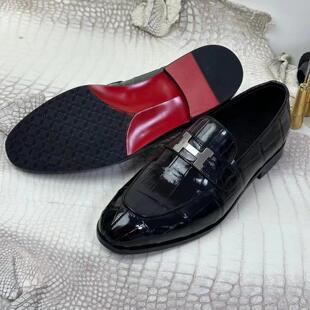 普洛克正品高端进口真鳄鱼皮皮鞋爱马家新款商务休闲正装男鞋子