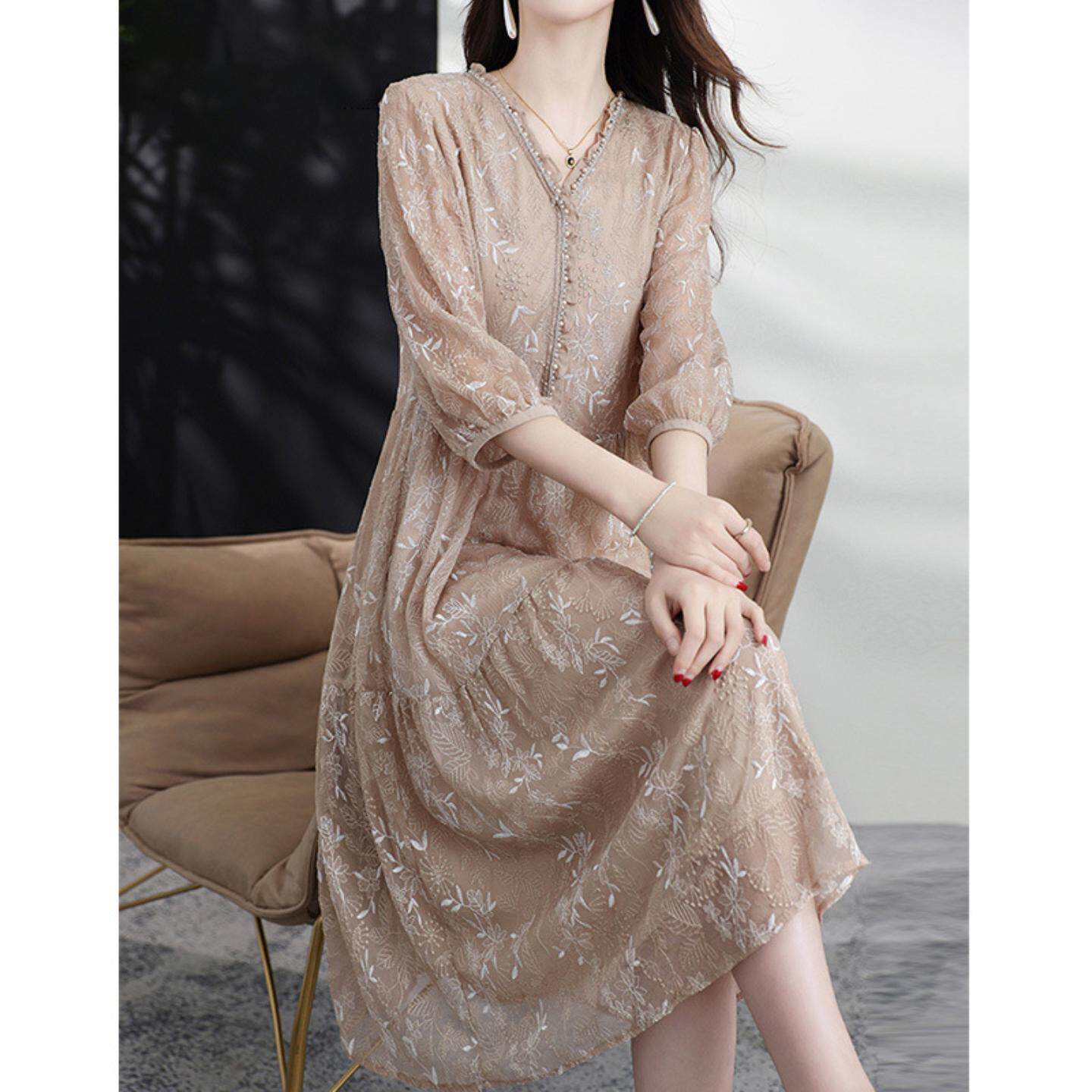 普洛克正品 桑蚕丝裙法式开叉连衣裙秋冬女装背心内搭打底小礼服