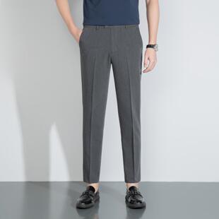 普洛克正品 男士休闲西装裤垂坠感男款直筒黑色修身商务男裤西裤