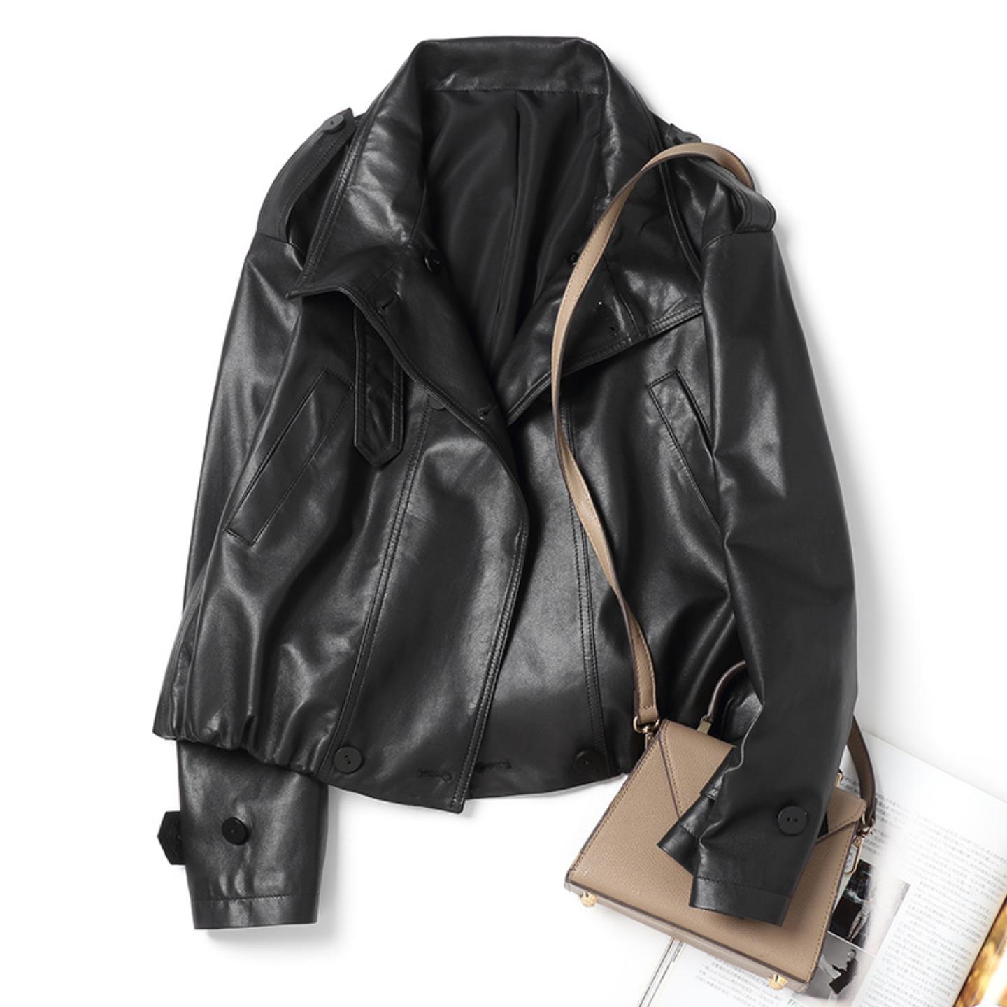 普洛克正品 男女真皮皮衣百搭潮流A级绵羊皮植鞣皮夹克欧美风外套