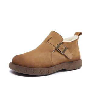 铂帝思 真皮小香风女单鞋新款 百搭拼色高跟法式粗跟裸色尖头女鞋