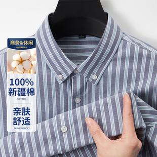 男新款 条纹衬衫 职业装 高级感免烫商务休闲款 普洛克正品 寸衫 长袖