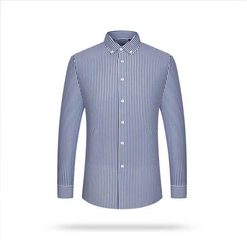 普洛克正品 DP免烫纯棉商务衬衫男士纽扣领职业正装抗皱条纹衬衣