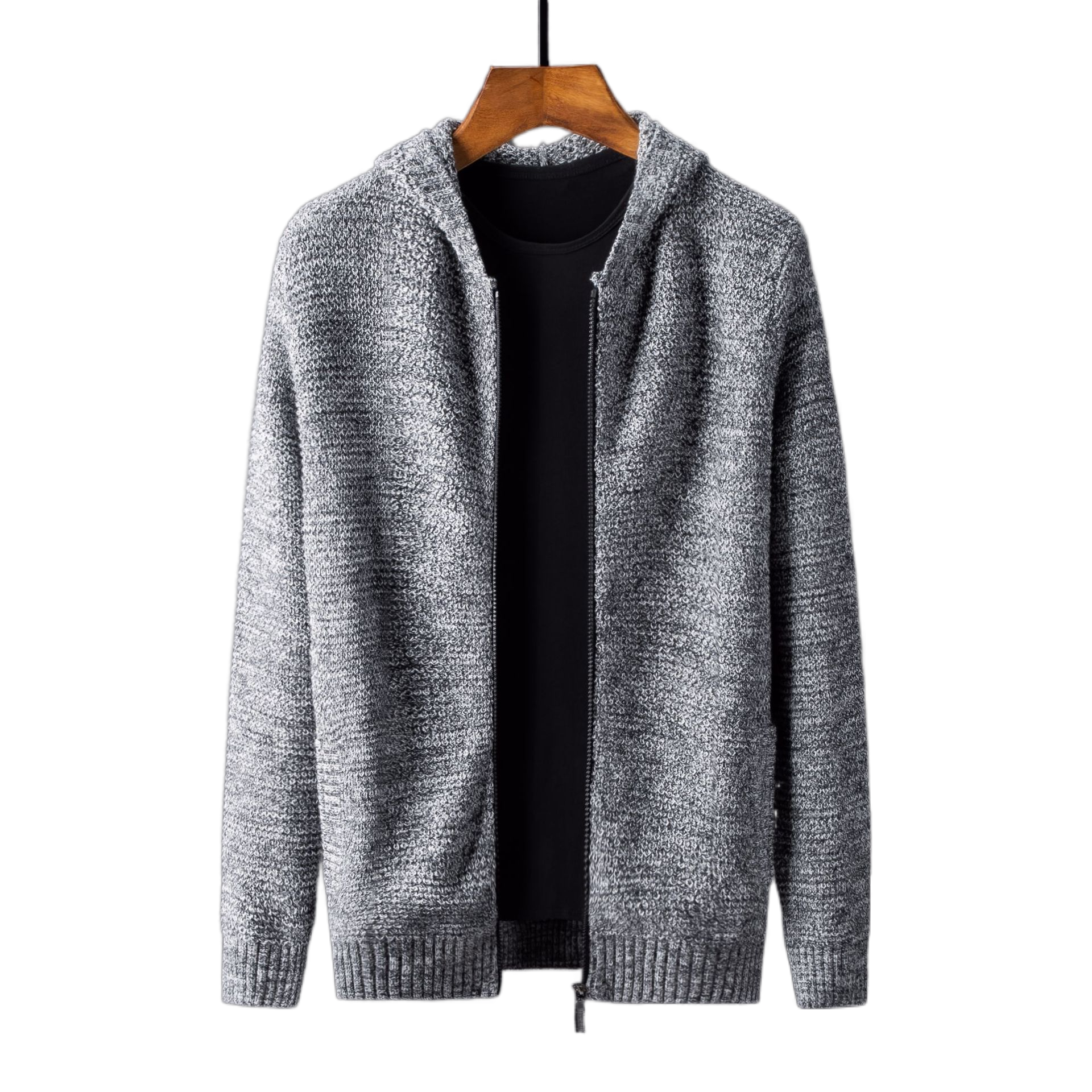 普洛克正品  春秋冬潮流连帽针织衫男可机洗棉开衫长袖毛衣