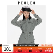 复古时尚 设计感爱 女2026春季 新款 3件8折 飘蕾撞色格纹衬衫