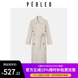 纯色中长款 赫本风经典 双面呢 新款 飘蕾绵羊毛毛呢大衣外套2024冬季