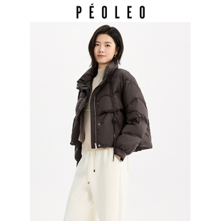 【3件95折】飘蕾咖色立领短款羽绒外套年冬季韩版保暖面包服