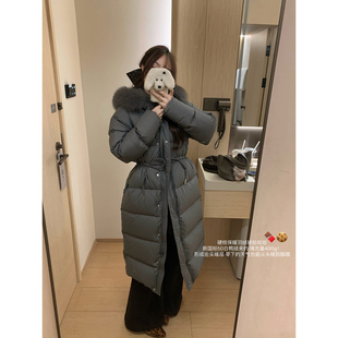 （吴大笑）安暖如斯～韩系收腰保暖两穿毛领连帽新国标羽绒服外套