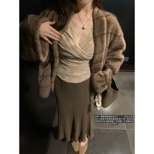 （吴大笑）疏星晚月～百搭显瘦好质感高腰鱼尾灵动坑条针织半身裙