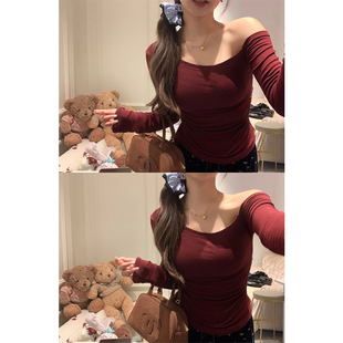 （吴大笑）南法小调～软糯舒适显瘦秒变制片人斜肩设计感上衣长袖