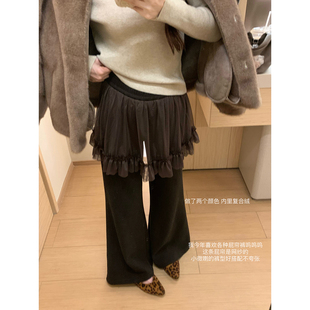 （吴大笑）艺术旅途～洋气独特松紧腰百搭显瘦高腰网纱加绒屁帘裤