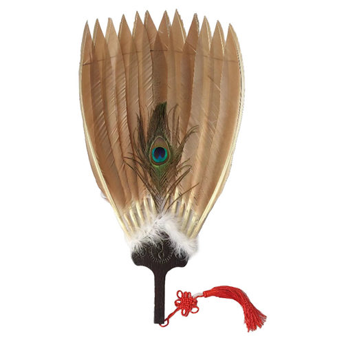 孔雀羽毛扇孔明扇珍禽扇复古扇子中国风工艺扇古典佛手扇诸葛八卦