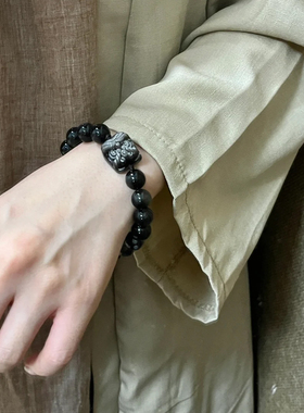 黑曜石醒狮手链男女本命年情侣款