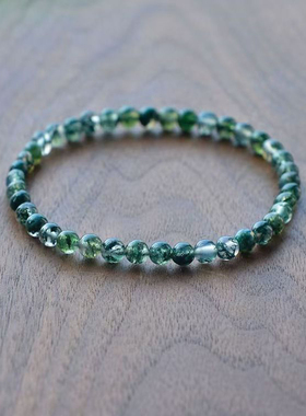 天然水草玛瑙手串女4MM极细手链