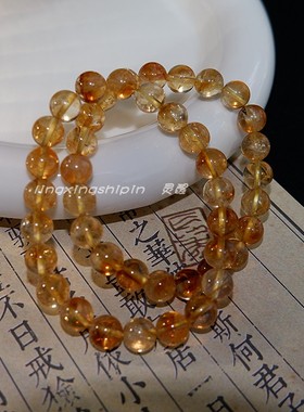 天然黄塔晶手串黄闪片单圈冰透橙色黄水晶蜂蜜黄带奶盖女生手链