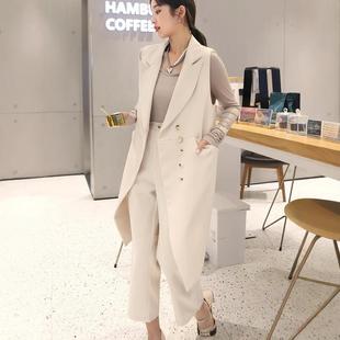 西装马甲背心女款2026春秋新款气质上衣排扣长款西服马夹外套女