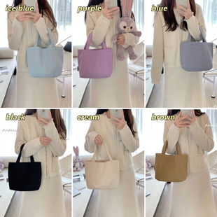 ANDCICI◆迷你奶油薄荷~小清新通勤拉链帆布包手拿手提包学生书包