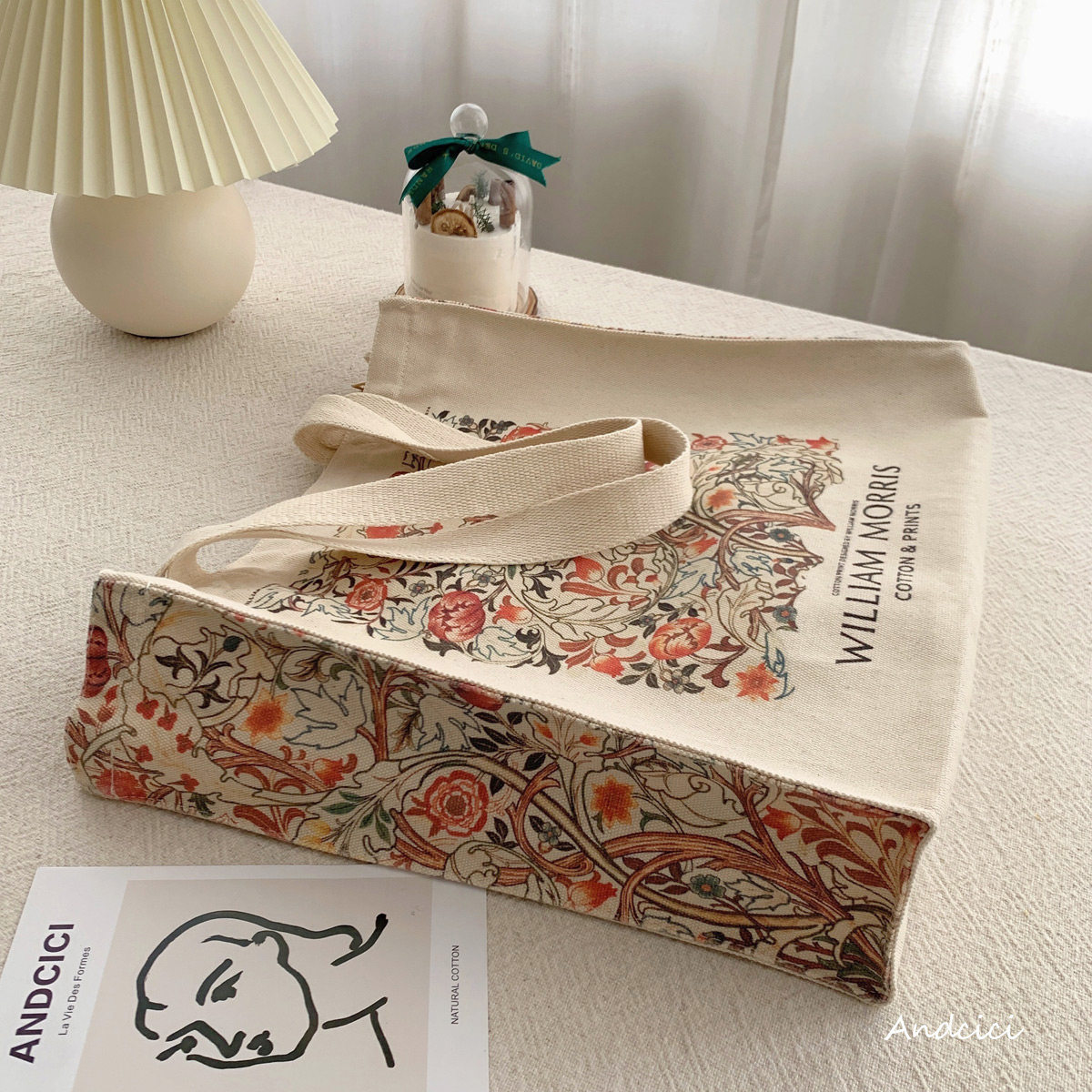 ANDCICI◆威廉莫里斯复古植物印花帆布袋女单肩包购物袋学生书包,箱包皮具/热销女包/男包,时尚帆布包,淘宝优惠券,粉丝福利购,淘宝优惠卷