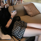 女宽松阔腿休闲热裤 LICKYSENIOR 格子短裤 checked日本进口 夏日