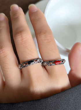 中古风蝶恋花复古女高级感葫芦菩提指环开口925纯银戒指高贵潮饰