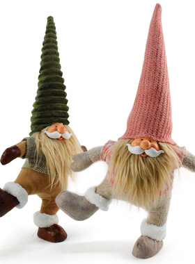 外贸中古圣诞节老人装饰品圣诞翘脚金鸡独立圣诞老公小矮人摆件