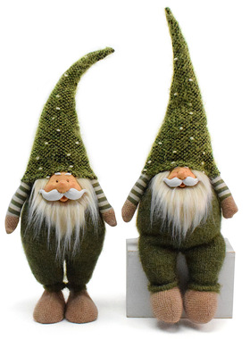 ins风田园简约圣诞节老人地精摆件玩偶家居商场森系绿色无脸娃娃