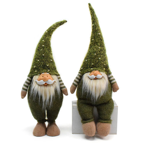 ins风田园简约圣诞节老人地精摆件玩偶家居商场森系绿色无脸娃娃