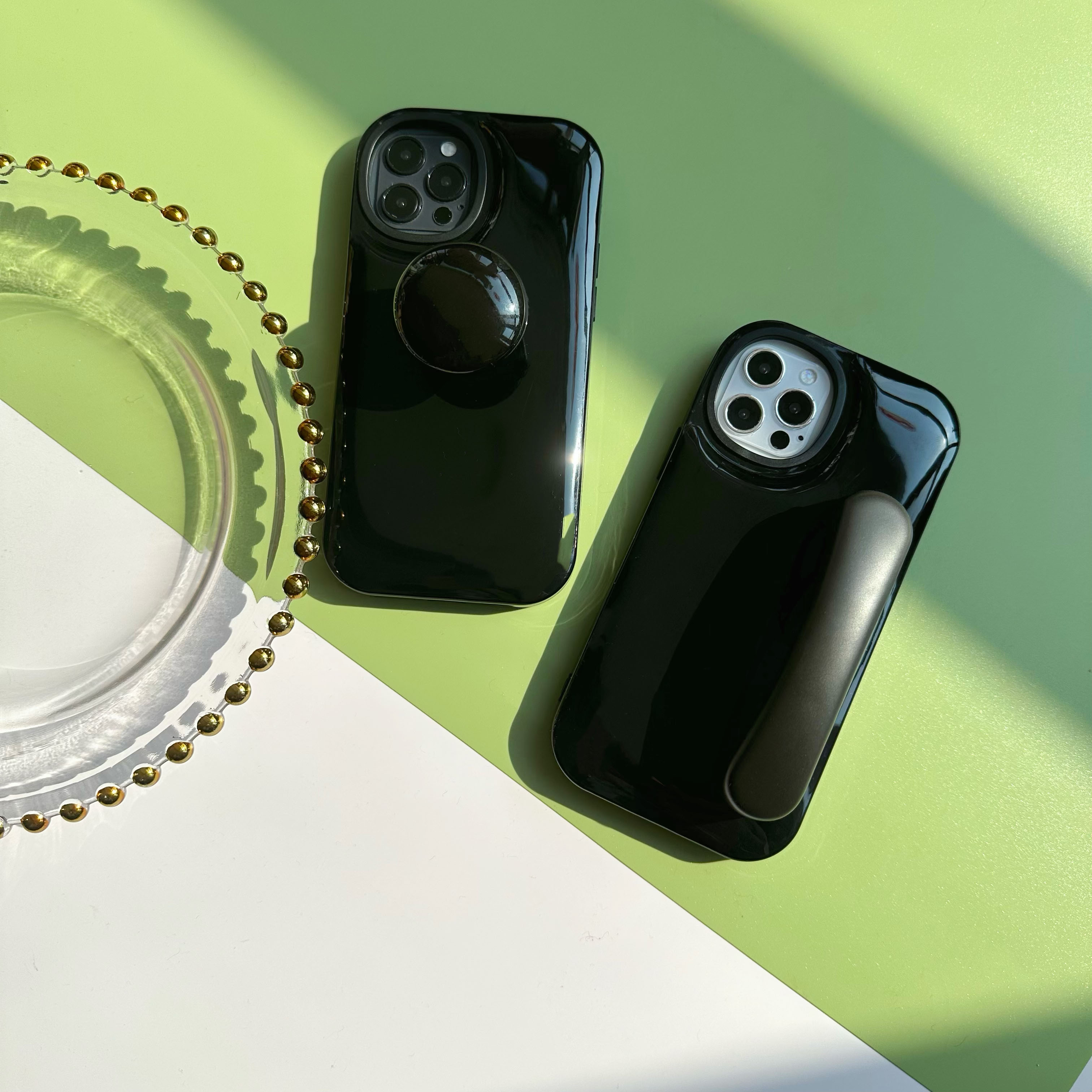 把手手机壳支架可支撑黑色炫酷