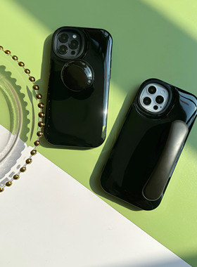 TRstudio原创首发把手支架手机壳黑色酷全包软壳适用于iphone14pro131214promax11光面全包个性男女款简约