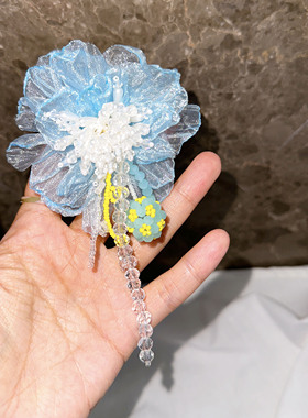 TRstudio花朵珍珠串珠手机壳气囊支架手作仙气适用于iphone14pro