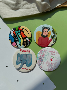 TRSTUDIO创意个性插画随身小镜子简约轻便个性定制化妆镜补妆口红