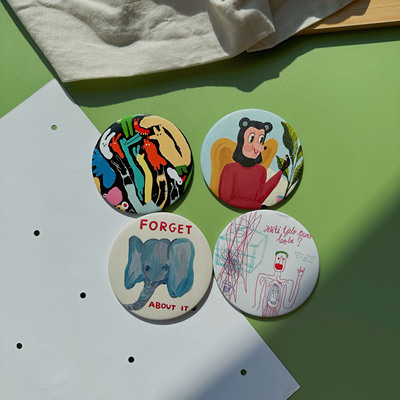 TR创意插画小镜子随身化妆镜