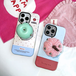 TRstudio原创设计铆钉南瓜苹果立体水果磁吸支架手机壳适用于iphone17promax16pro1514小清新少女心Y2K风格