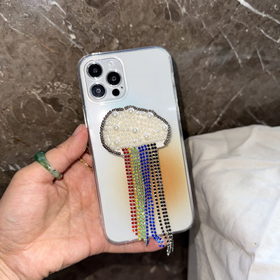 手作串珠气囊支架珍珠水钻云母