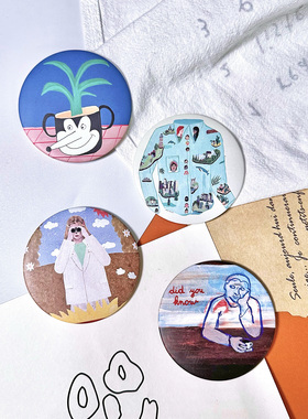 TRSTUDIO创意个性插画随身小镜子卡通可爱便携定制化妆镜补妆口红