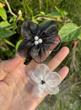 TRstudio黑白花朵文艺风格手机支架气囊支架粘贴珍珠花朵少女心