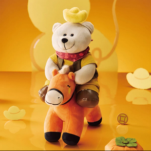 星巴克杯子2026马上快乐系列可爱萌趣骑马小熊送礼新年毛绒公仔