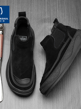 帕达索加绒保暖棉鞋英伦加厚短靴真皮马丁靴高帮男靴231210