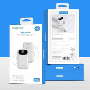 3C认证风启CC23自带线2万毫安充电宝数显闪充移动电源可上飞机H