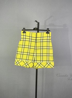 S*ARA 黄色格子短裤