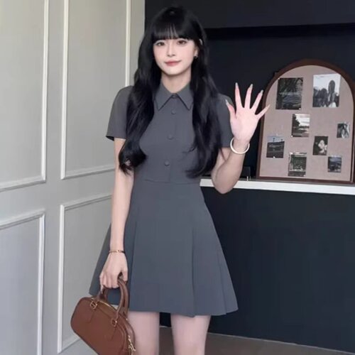 夏季大码POLO领收腰显瘦连衣裙