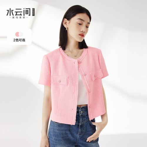 水云间短款小香风外套短袖小衫女装简约百搭通勤气质2026春夏新款