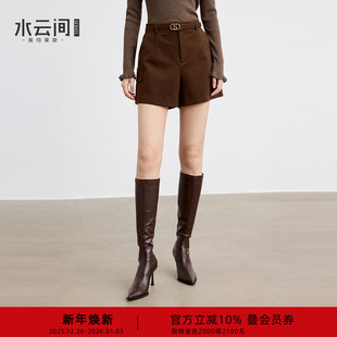 百搭简约2025秋冬新款 子显瘦时尚 女休闲裤 水云间咖色a字高腰短裤