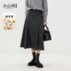 水云间灰色毛呢半身裙女a字中长款 压褶伞裙子miu系学院风2026新款