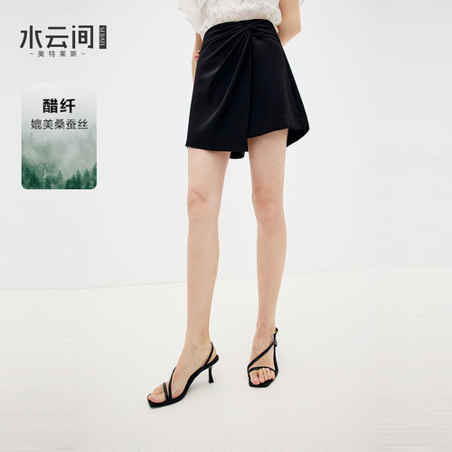 水云间黑色西装裙裤女短裤子醋酸小众设计感简约气质2026夏季新款