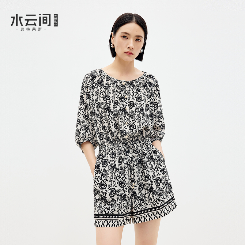 水云间波西米亚风连体短裤子女一件式雪纺连身裤外穿端庄2025夏款
