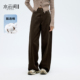 子松弛感纯棉2026新款 水云间深咖色复古牛仔直筒裤 女高腰阔腿长裤